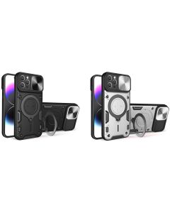 Oppo A3 4G/A40 Carcasa con Soporte Anillo y Cámara Deslizante