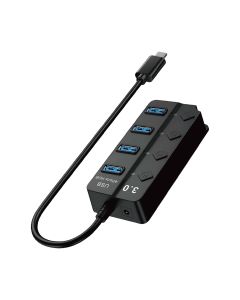 Adaptador HU-02 HUB 4EN1 Type-C a USB con interruptores individuales 3.0 