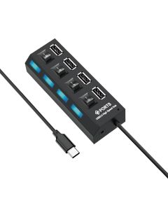 Adaptador HU-04 HUB 4EN1 Type-C a USB 2.0 ( Con interruptor ) 