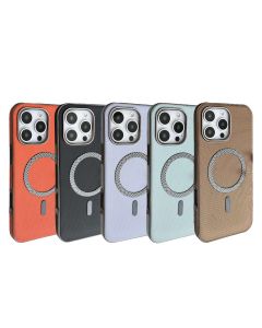 iPhone 16 Pro Max Funda de Teléfono con Textura de Tela y Carga Magnética