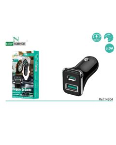 (Negro) Adaptador Coche 2 Puertos USB+PD 40W SLD-C03