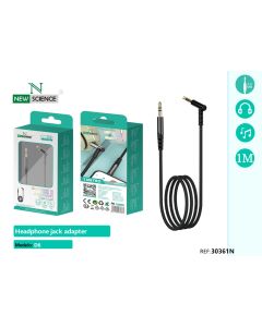 (Negro) Cable de Audio Estereo de 3.5mm Modelo: D6