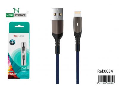 Cable iPhone 2.4A Negro 1 Metro WW54