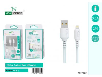 (Blanco) Cable for iPhone 2Metros 3.0A Model:SE-02