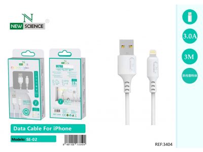 (Blanco) Cable for iPhone 3Metros 3.0A Model:SE-02