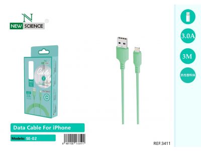 (Verde) Cable iPhone 2.4A 3M SE-02