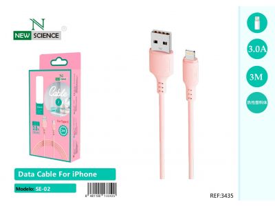 (Rosa) Cable iPhone 2.4A 3M SE-02